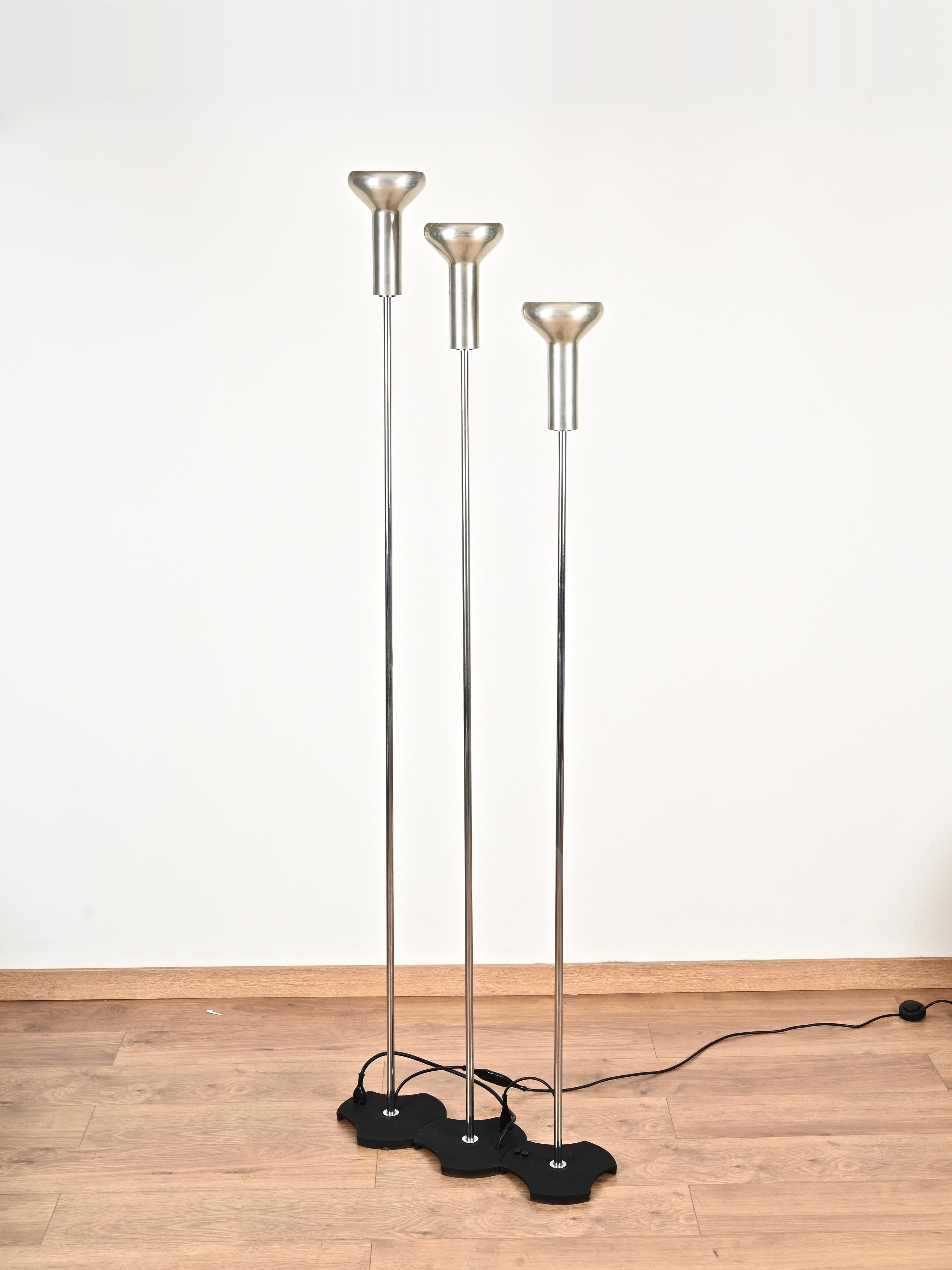 Mid-Century Modern Full Set of Three Gino Sarfatti Model 1073 Floor Lamps for Arteluce, Italy 1956 For Sale