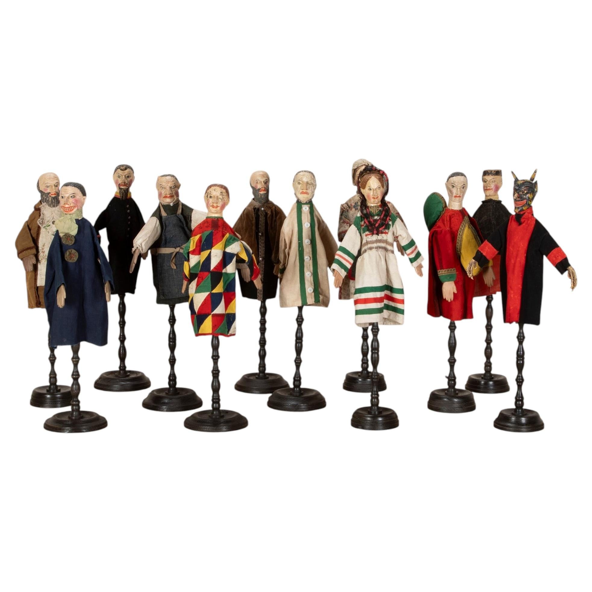 Full Set of Twelve 19th Century French Original Guignol Puppets