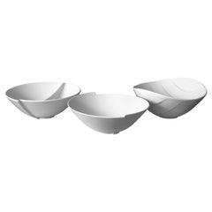 Full Set of White 'Surrea' Bowls by Wilhelm Kage for Gustavsberg, Sweden, 1940s