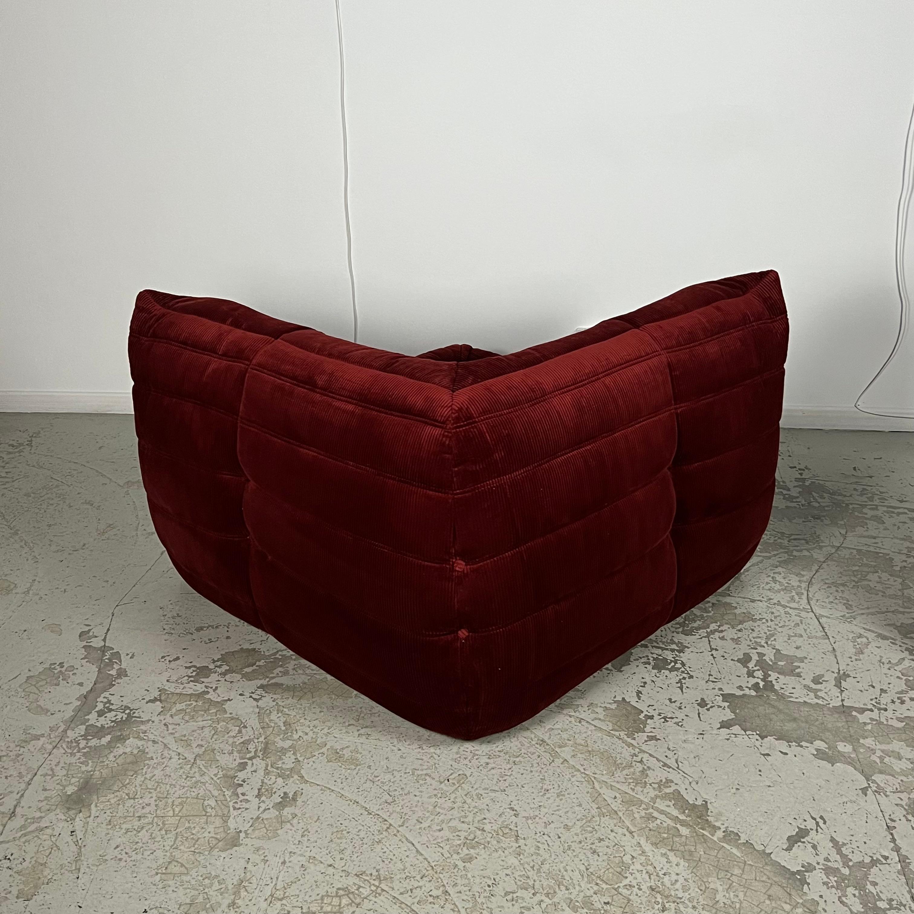 Velvet Full set Togo sofa by Michel Ducaroy for Ligne Roset 1973 For Sale