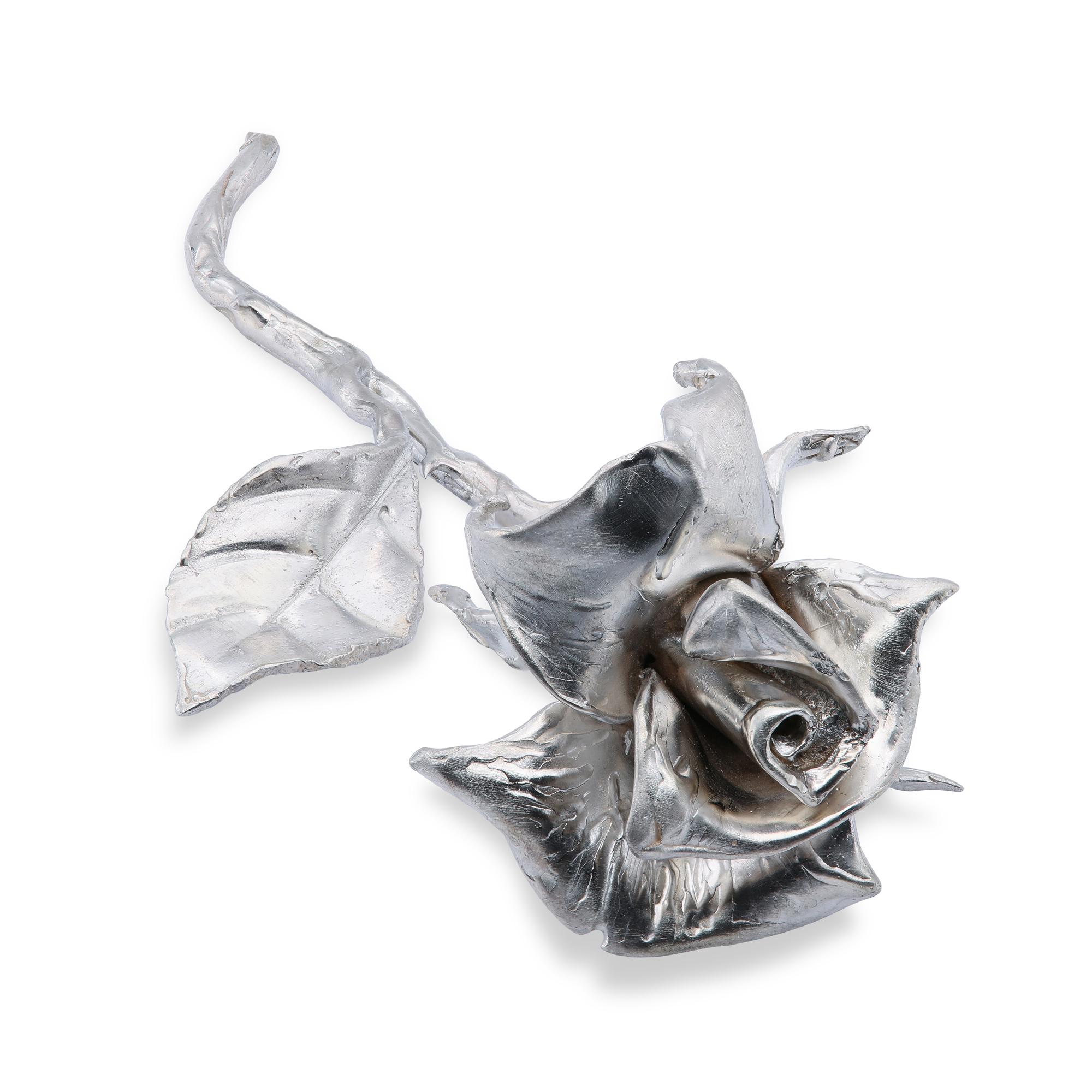 Full Silver Rose from d'Avossa Home Jewelry Collection In New Condition For Sale In Roma, IT