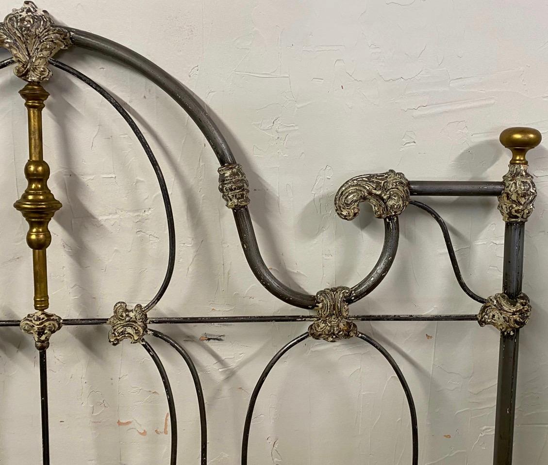 19th Century Full Size Baroque Style Metal Bed For Sale