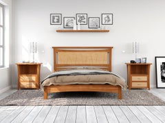 Full Size Coastal Style Bed Frame – Handcrafted Solid Wood with Slat Headboard