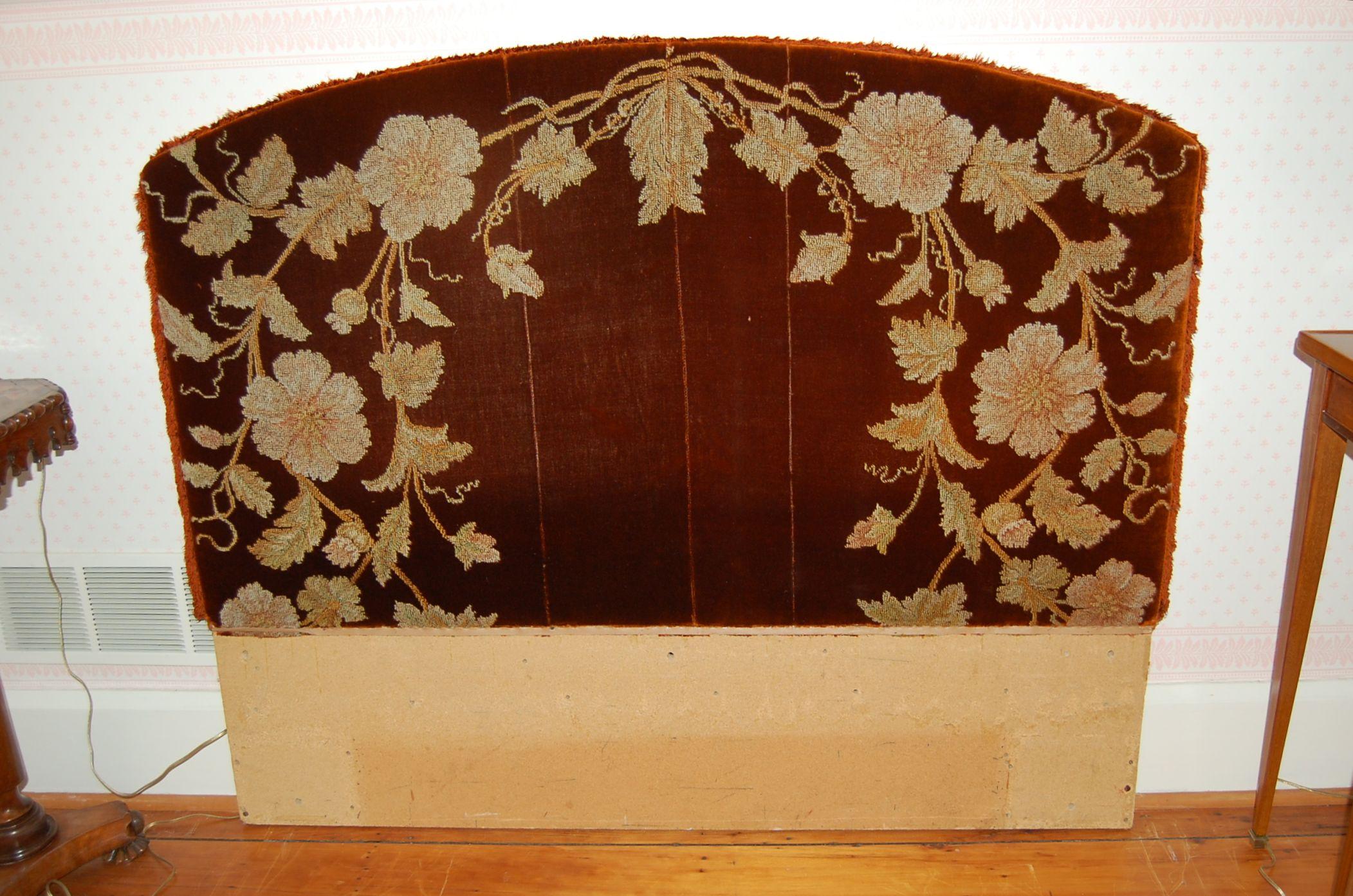 Full Size Custom Made Bed Covered in Antique Embroidered Velvet Panels 2