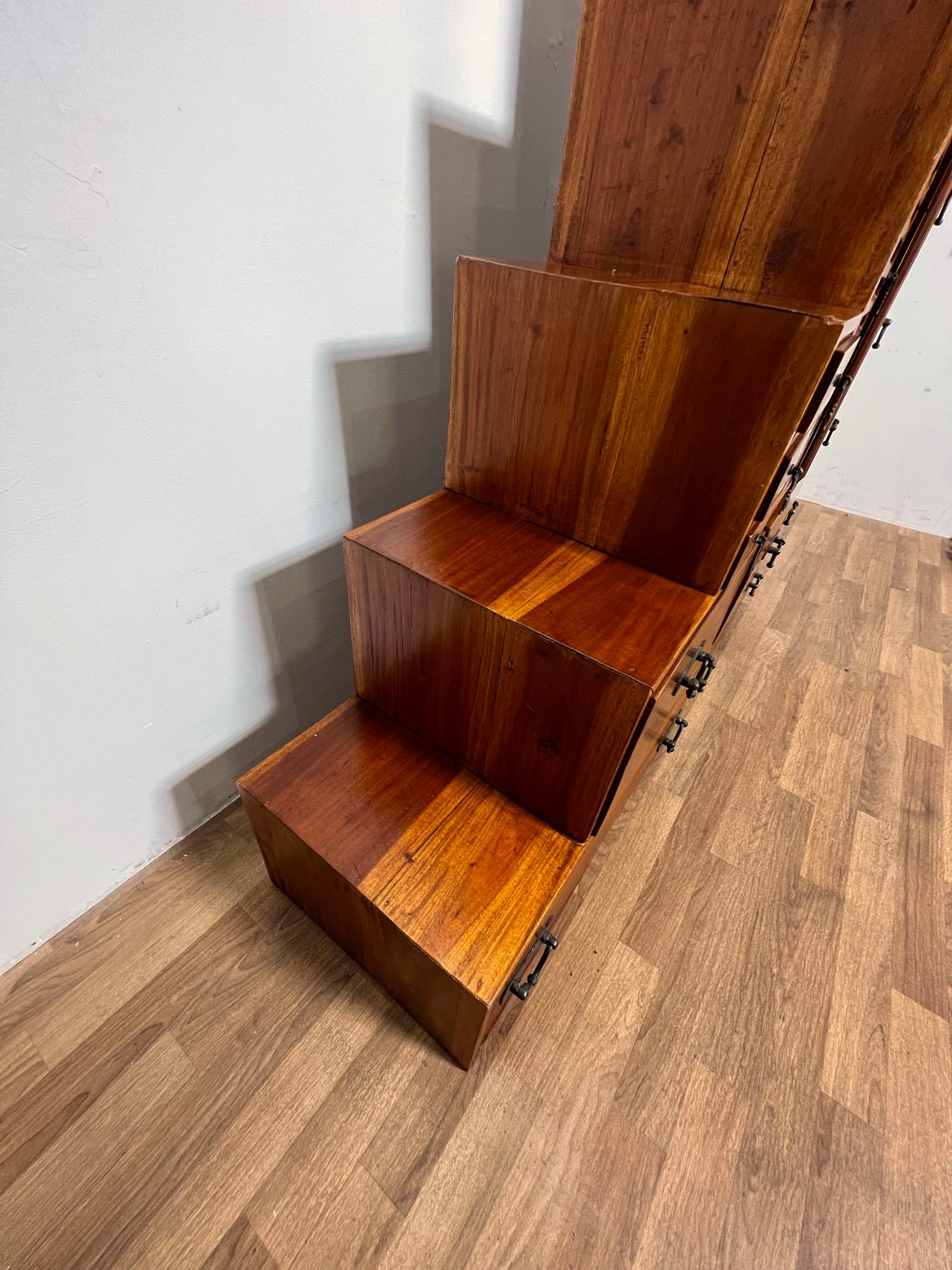 Full Size Japanese Mid Century Step Tansu  In Good Condition For Sale In Peabody, MA