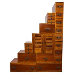 Full Size Japanese Mid Century Step Tansu