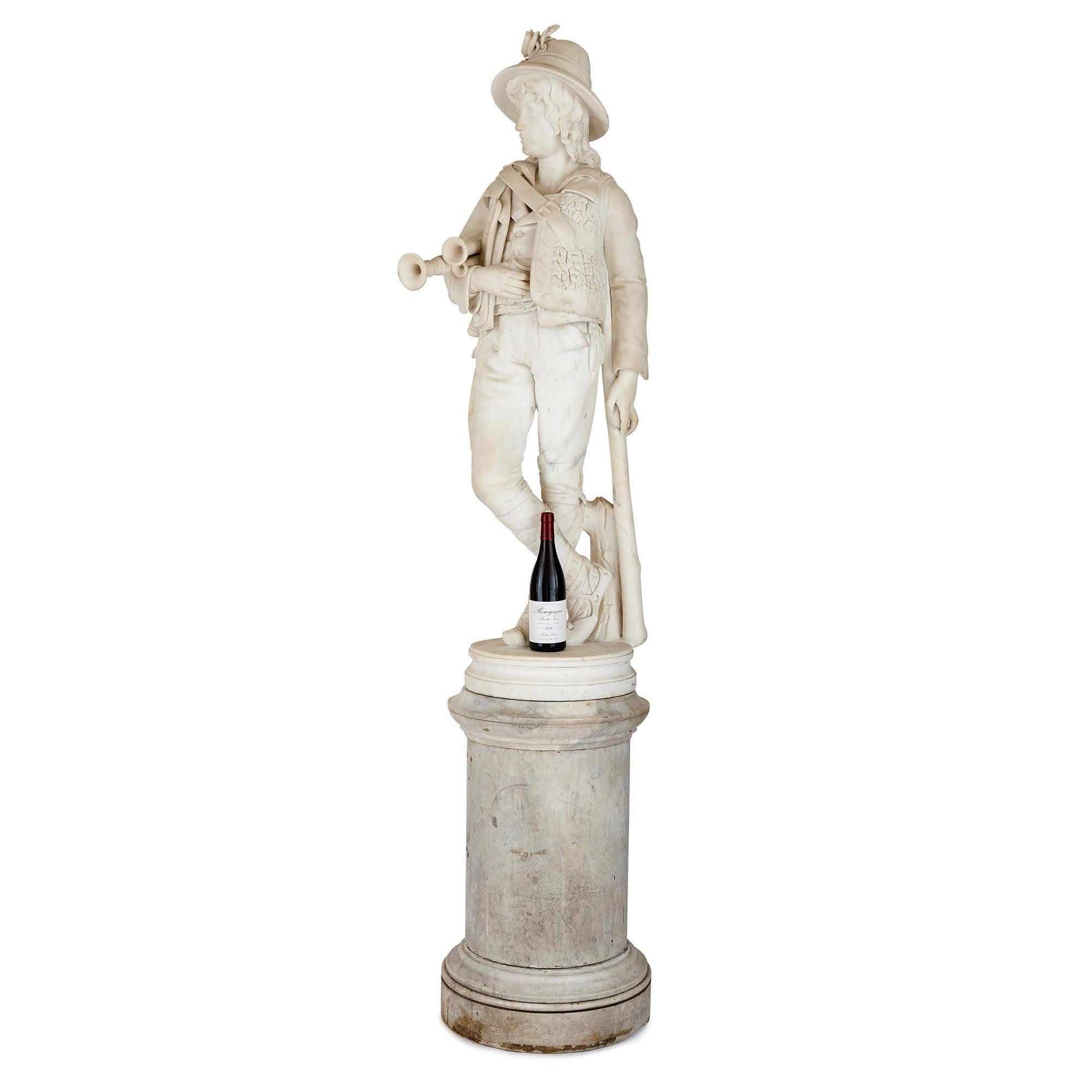 19th Century Full-Size Marble Figure by Belgian Sculptor Louis Samain For Sale