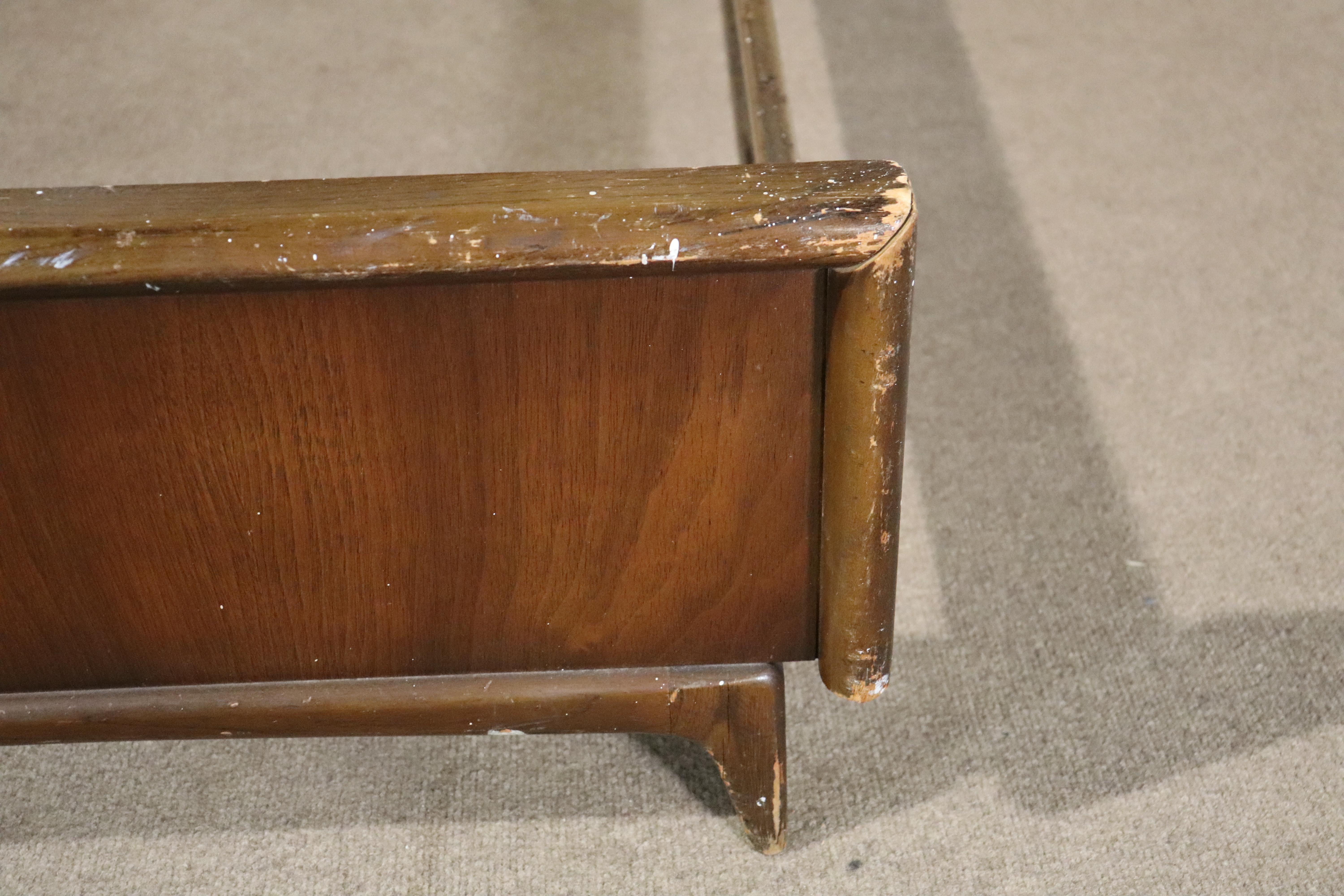 Walnut Full Size Mid-Century Diamond Bedframe For Sale
