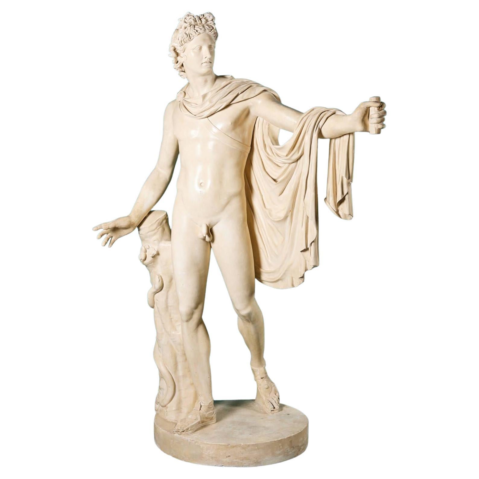 Statue en plâtre antique "The Apollo Belvedere" grandeur nature en vente