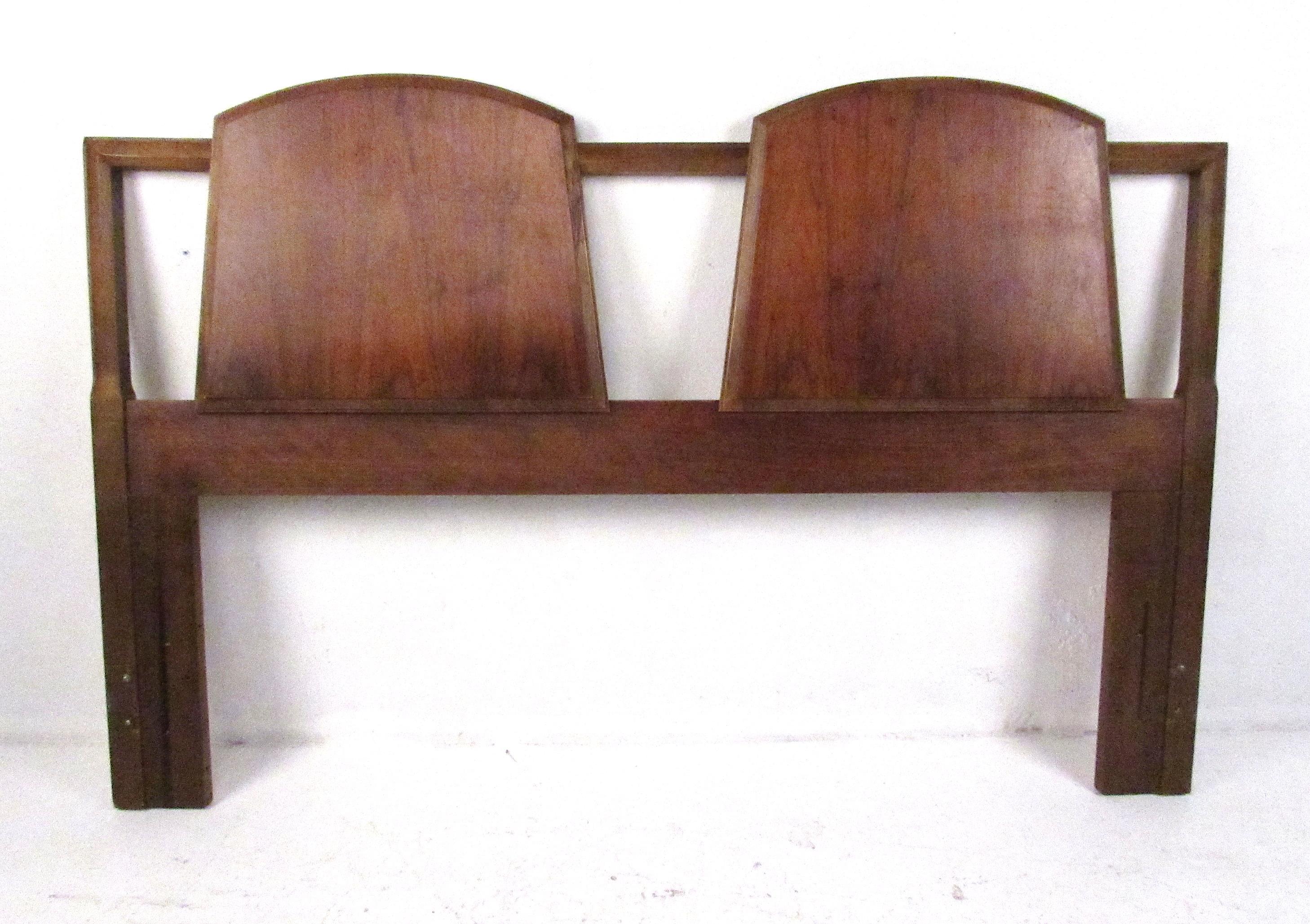 Midcentury walnut headboard by Lane Furniture. Please confirm item location (NY or NJ) with dealer.