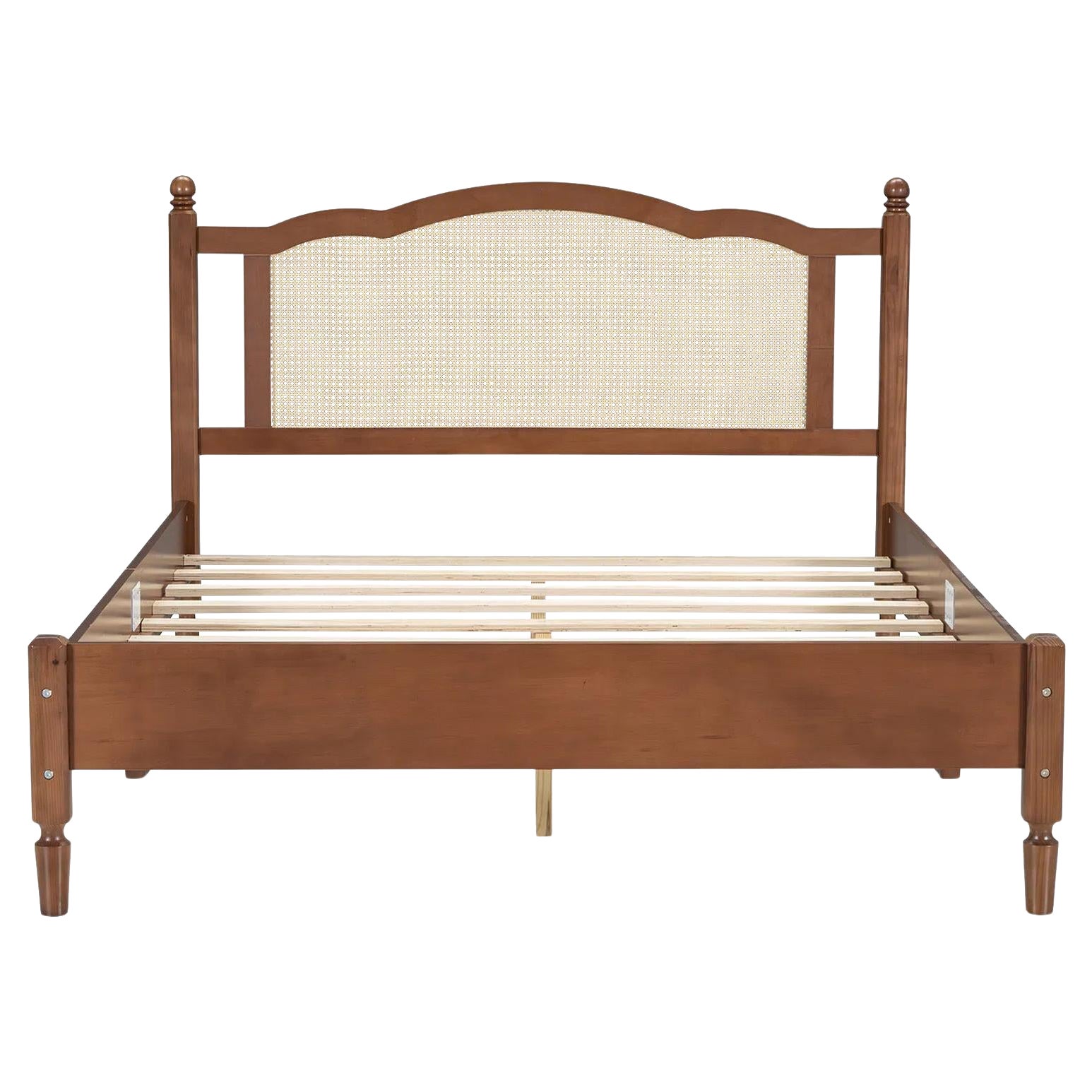 Full sized Modern Farmhouse Bed with Rattan Headboard