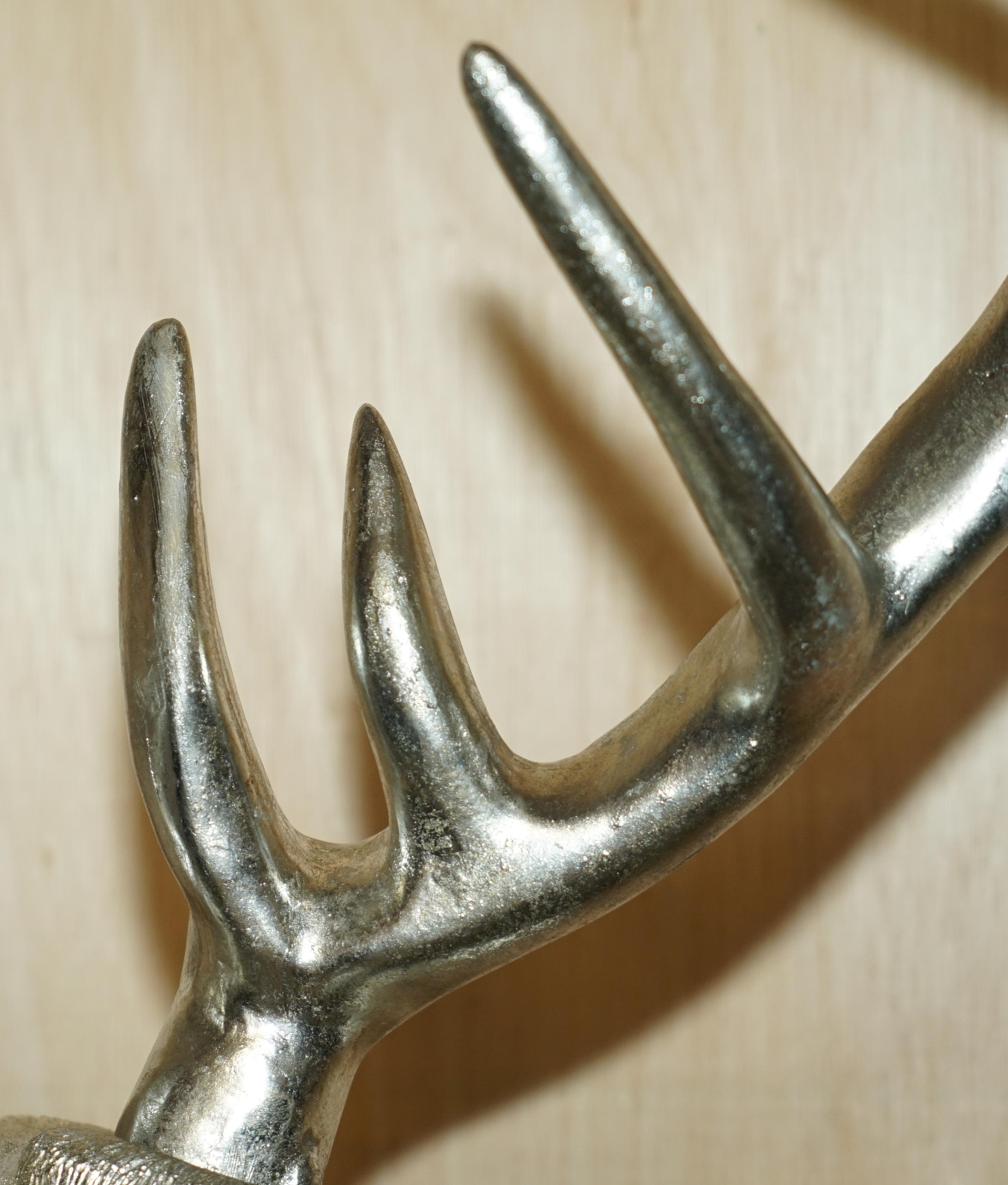 20th Century FULL SIZED SILVERED DEER STAG HEAD WiTH REMOVABLE ANTLERS DECORATIVE FOIL FINISH For Sale