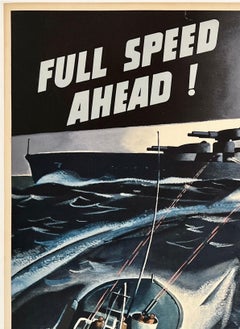 ¡A TODA VELOCIDAD! «PRODUCE FOR YOUR NAVY»: Cartel vintage original de la Segunda Guerra Mundial