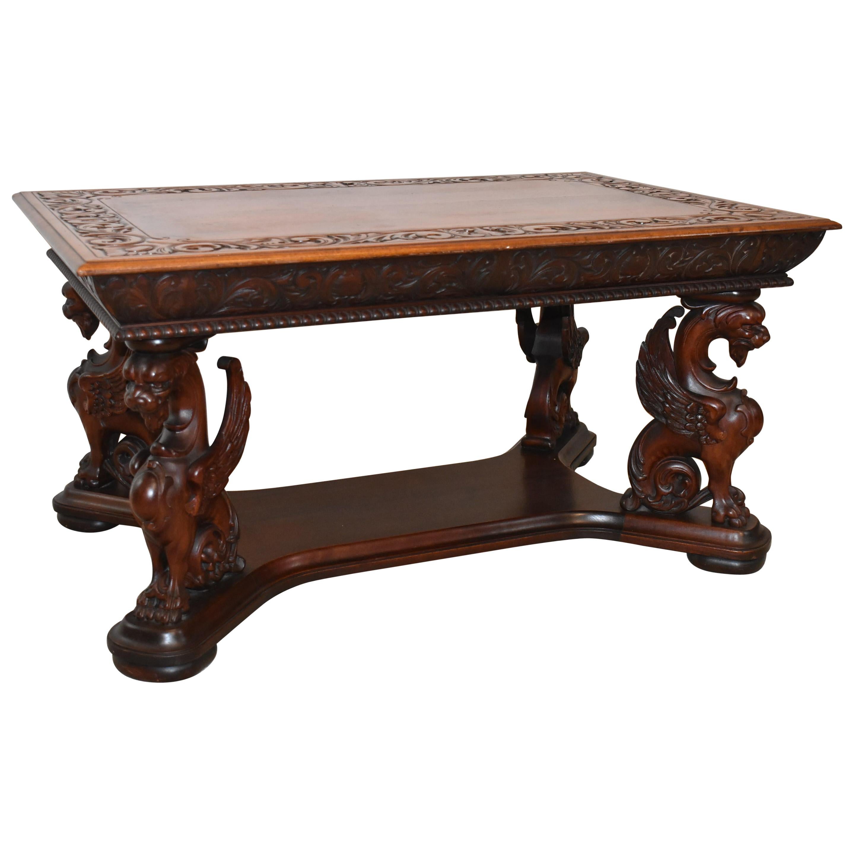 Full Standing Mahogany Winged Griffins Partners Desk by Horner