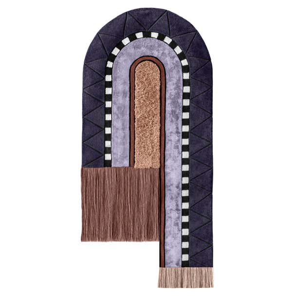 Full Track, Hand-Tufted Wool Multicolored Graphic Rug For Sale at 1stDibs