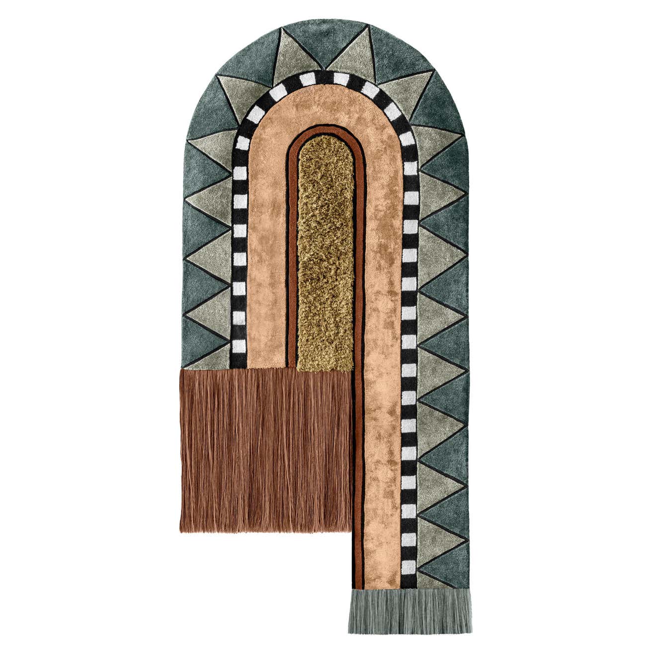 Full Track Tapestry, Hand-Tufted Wool Multicolored Green Graphic Rug ...