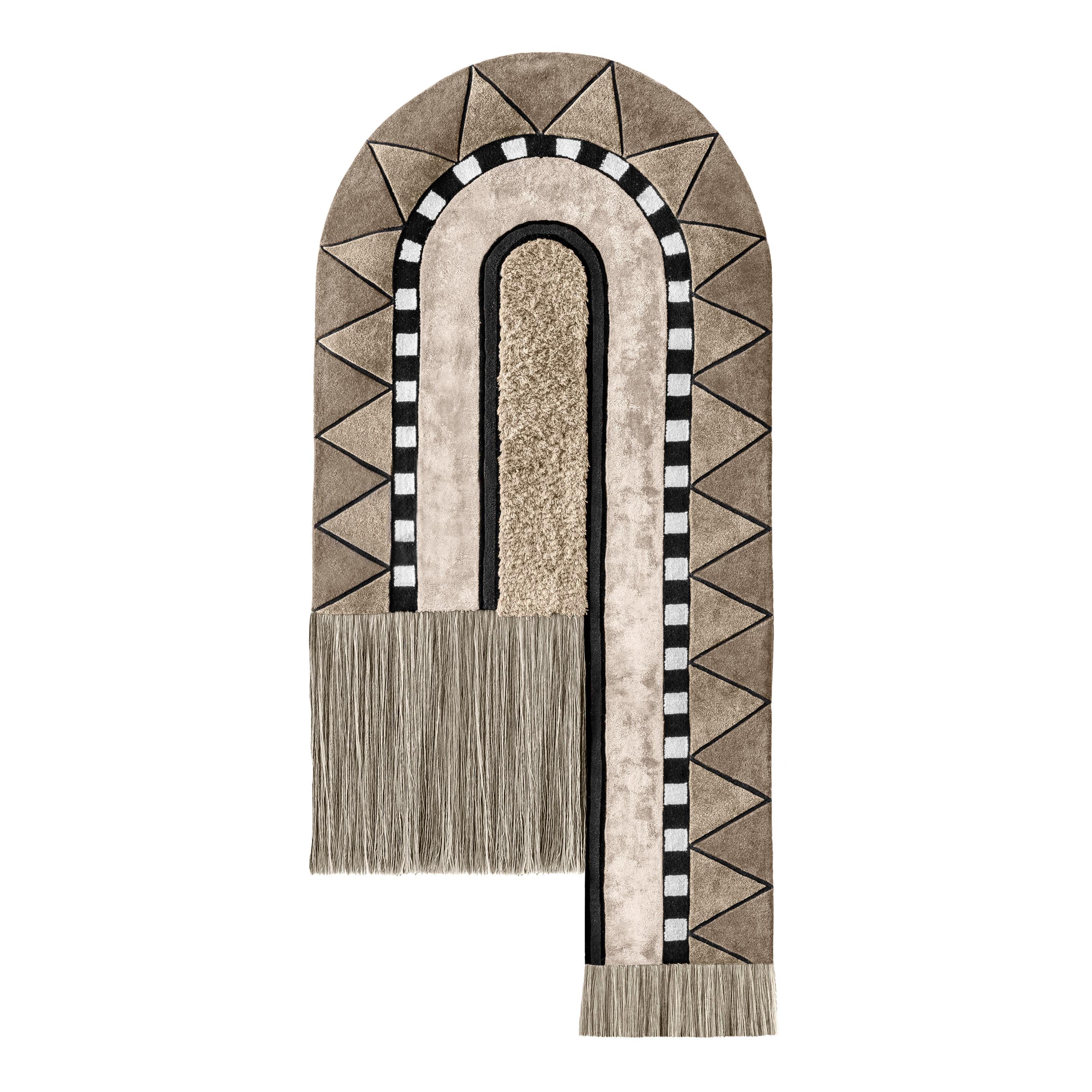 Full Track Tapestry by Moniomi, Hand-Tufted Wool Neutral Graphic Rug