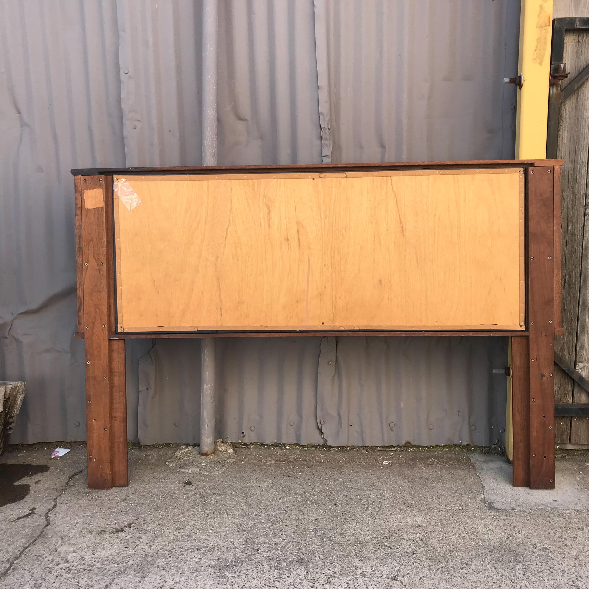 Walnut Headboard Full Size with Faux Leather Style John Kapel Glenn of CA, 1960s 2