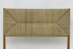 Full Size Bed with Rush Wrapped Headboard Sidetrails and Footrail in Natural Oak