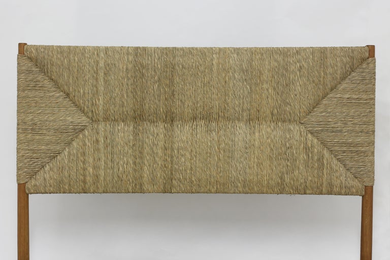 Full Size Bed with Rush Wrapped Headboard Sidetrails and Footrail in