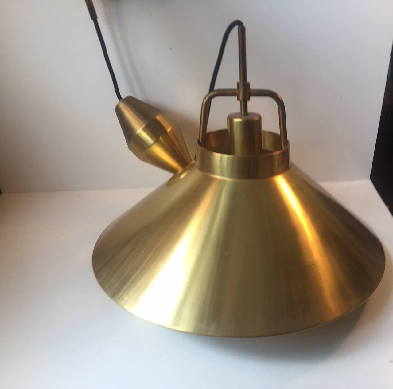 Mid-Century Modern Fully Adjustable Danish P 295 Brass Pendant by Fritz Schlegel for Lyfa, 1960s