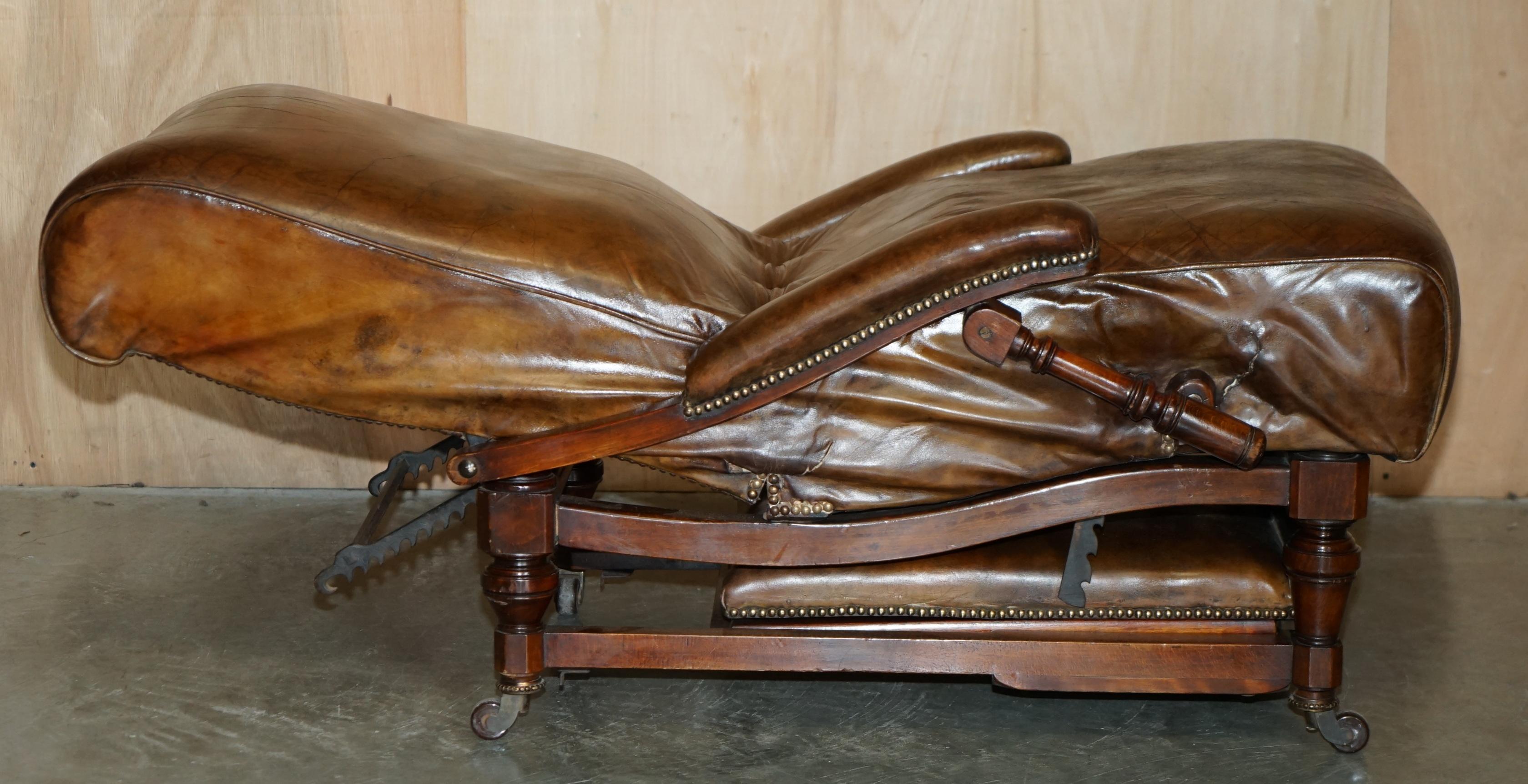 CHAUSSIER METAMORPHIQUE ANTIQUE récupéré À COMMENCTION COMPLETE, EN CUIR MARRON VICTORIEN en vente 4
