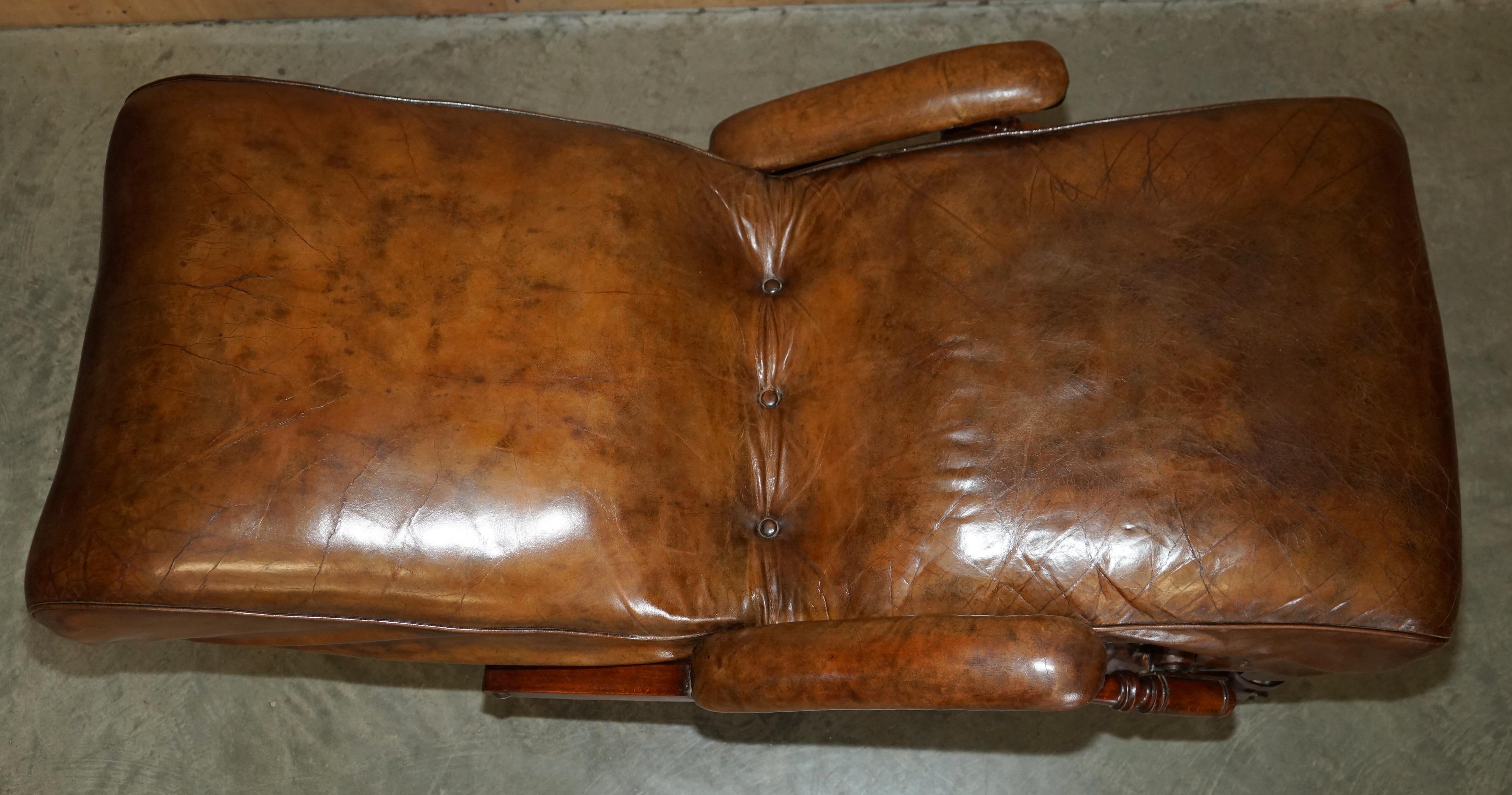 CHAUSSIER METAMORPHIQUE ANTIQUE récupéré À COMMENCTION COMPLETE, EN CUIR MARRON VICTORIEN en vente 5