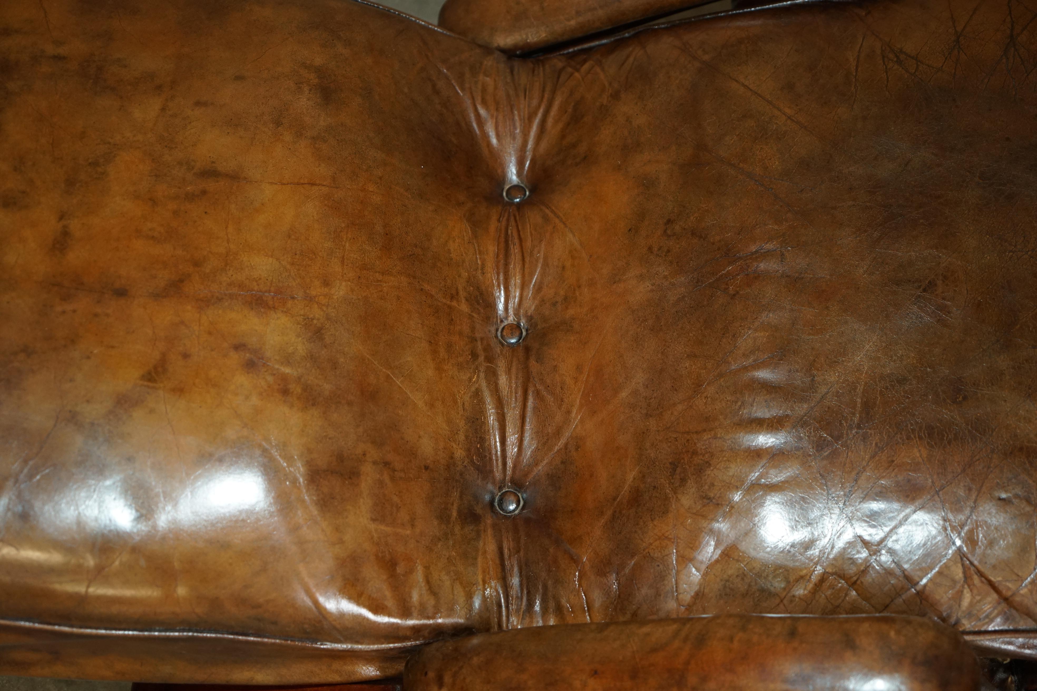 CHAUSSIER METAMORPHIQUE ANTIQUE récupéré À COMMENCTION COMPLETE, EN CUIR MARRON VICTORIEN en vente 6