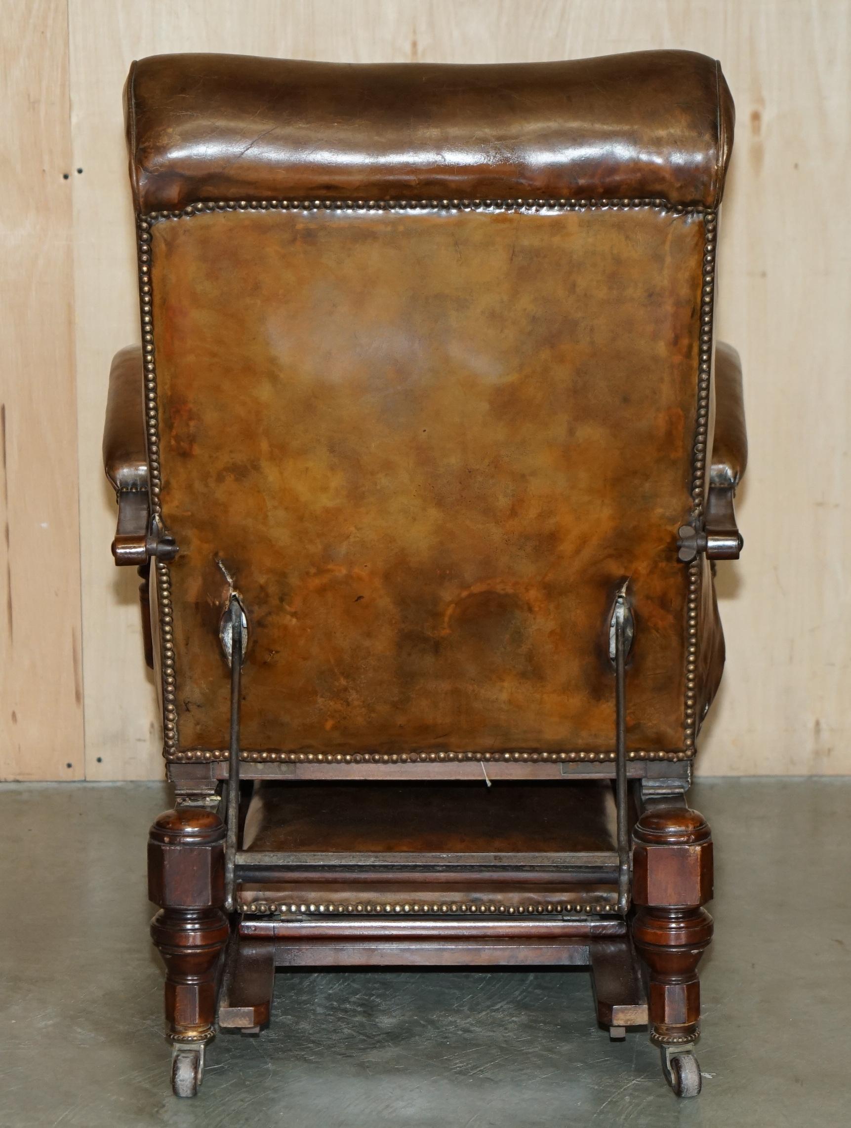 CHAUSSIER METAMORPHIQUE ANTIQUE récupéré À COMMENCTION COMPLETE, EN CUIR MARRON VICTORIEN en vente 8