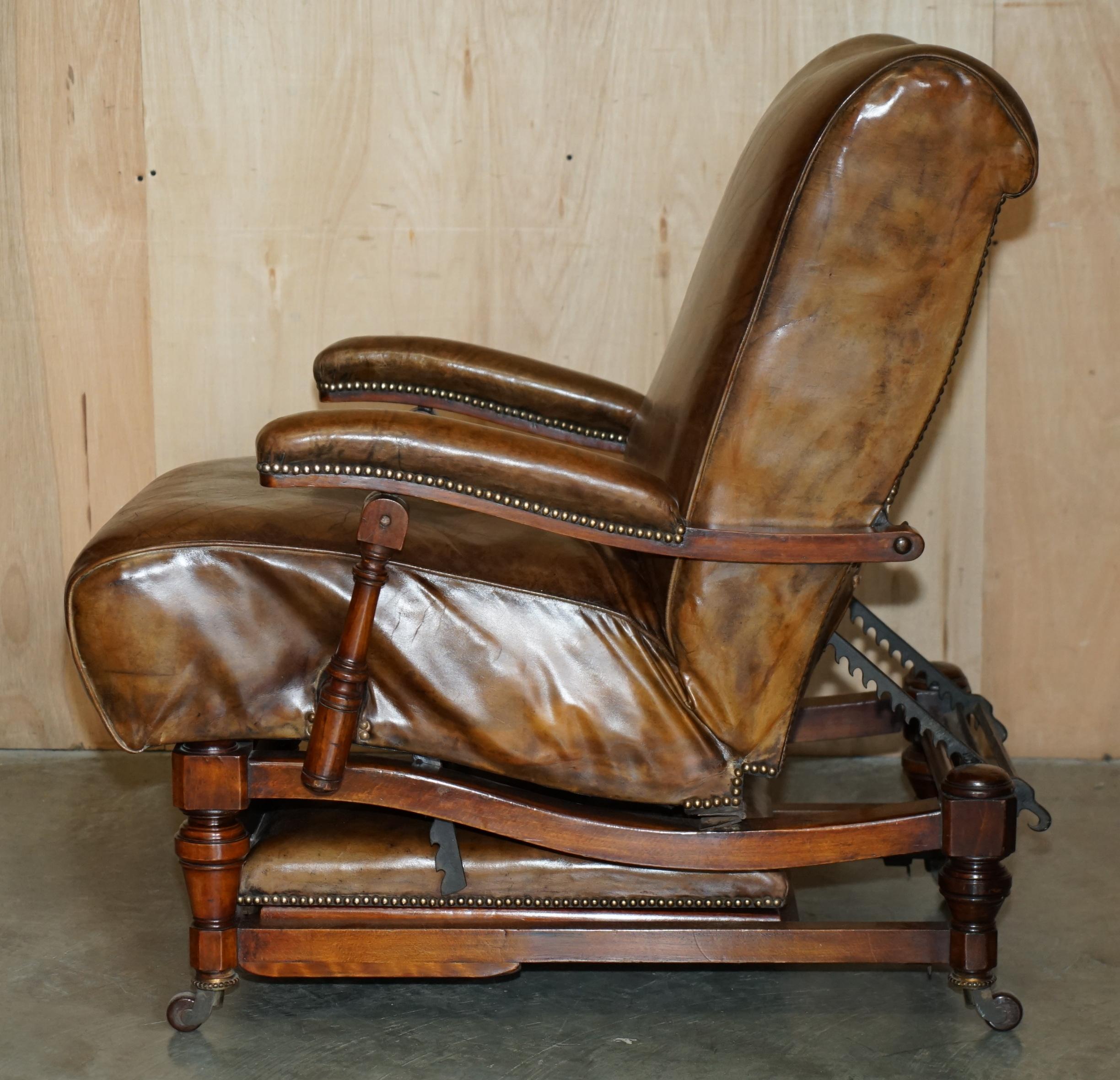 CHAUSSIER METAMORPHIQUE ANTIQUE récupéré À COMMENCTION COMPLETE, EN CUIR MARRON VICTORIEN en vente 11