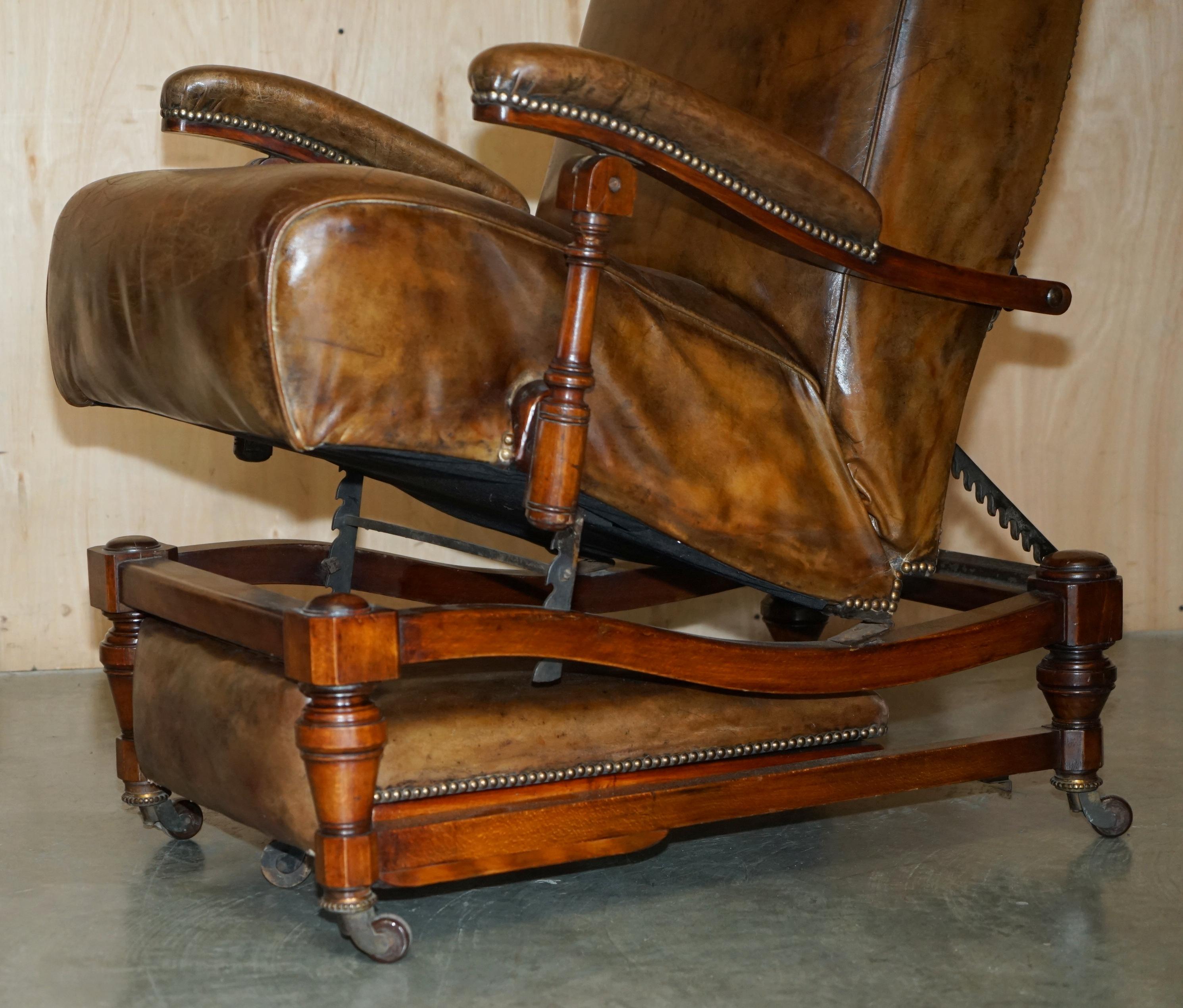CHAUSSIER METAMORPHIQUE ANTIQUE récupéré À COMMENCTION COMPLETE, EN CUIR MARRON VICTORIEN en vente 12