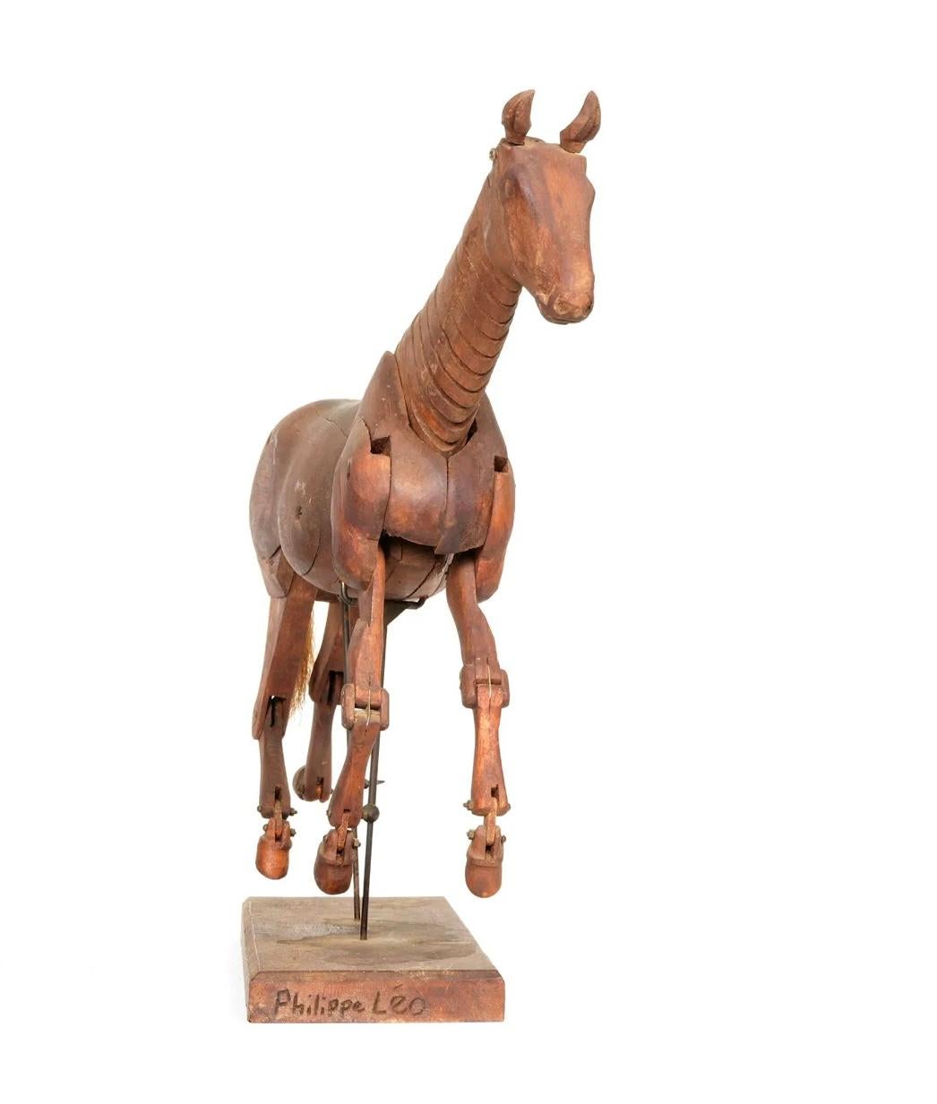 Folk Art Fully Articulated Artist's Model Of Horse, Signed
