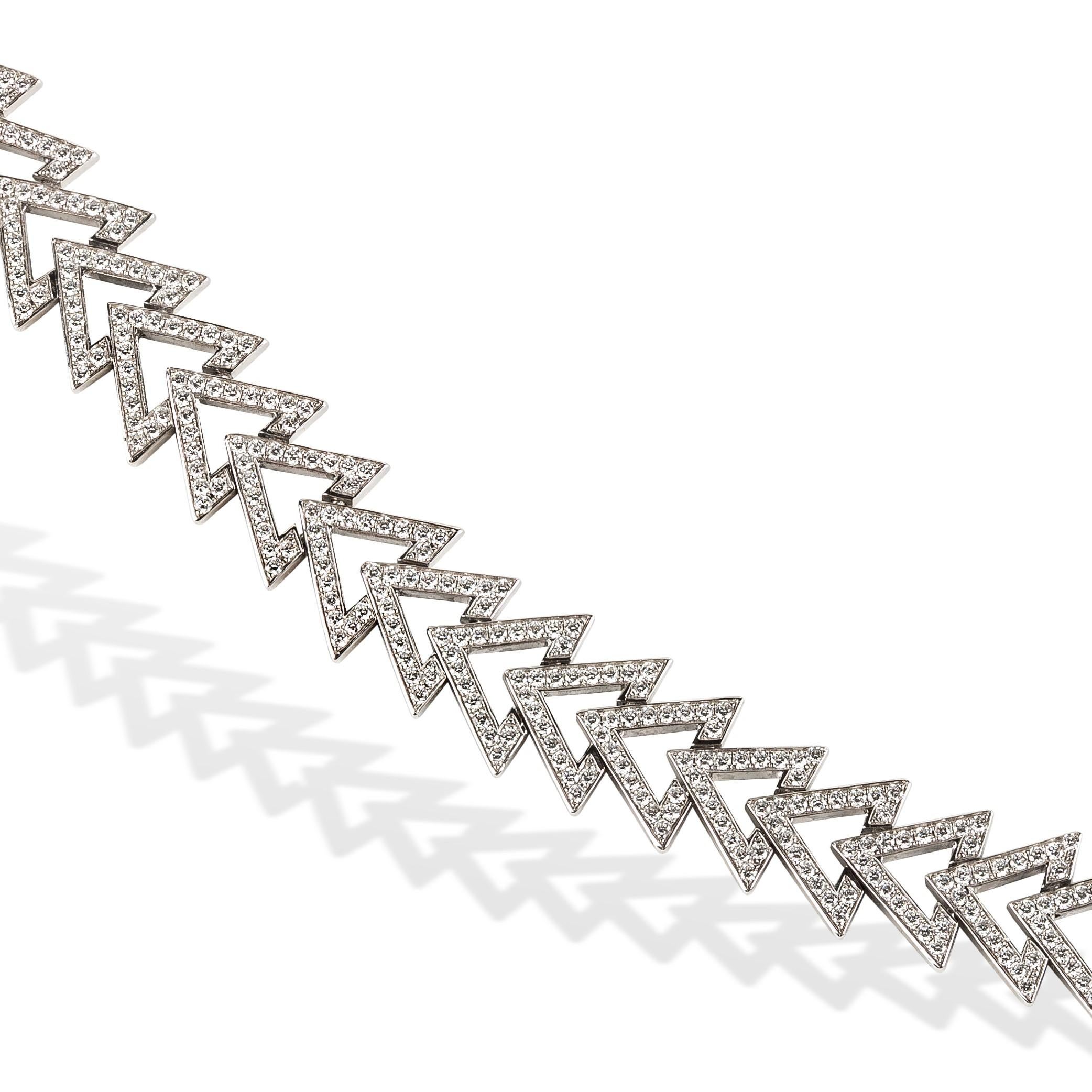 Contemporary Rosior one-off Diamond Link Bracelet set in White Gold 