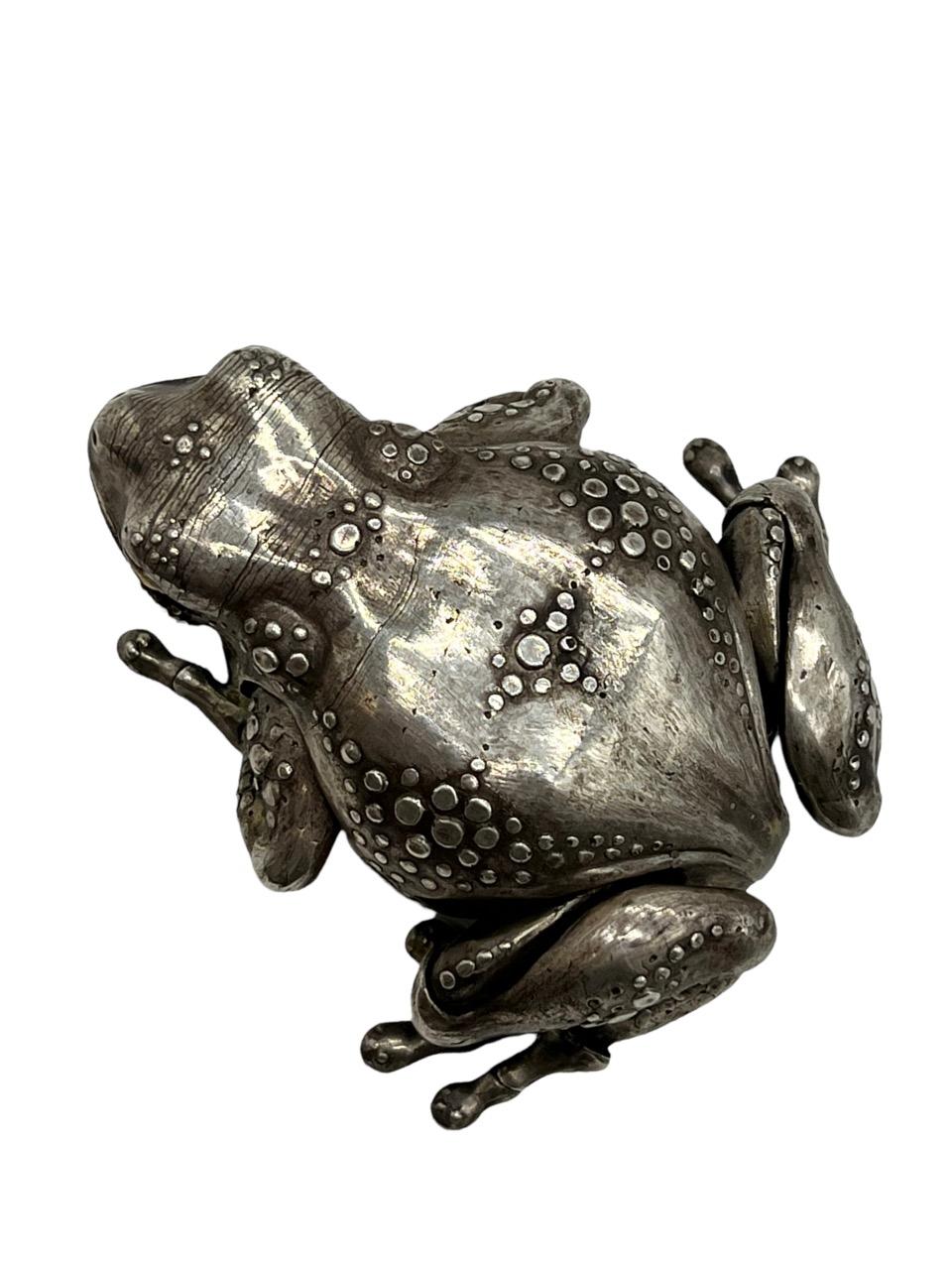 Oleg Konstantinov Fully Articulated Frog Made of Sterling Silver For Sale 6