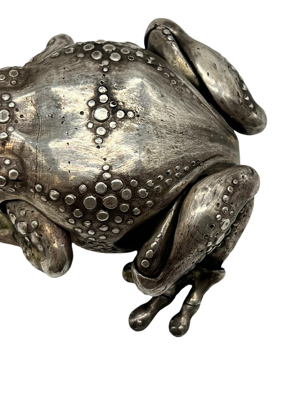 Oleg Konstantinov Fully Articulated Frog Made of Sterling Silver For Sale 7
