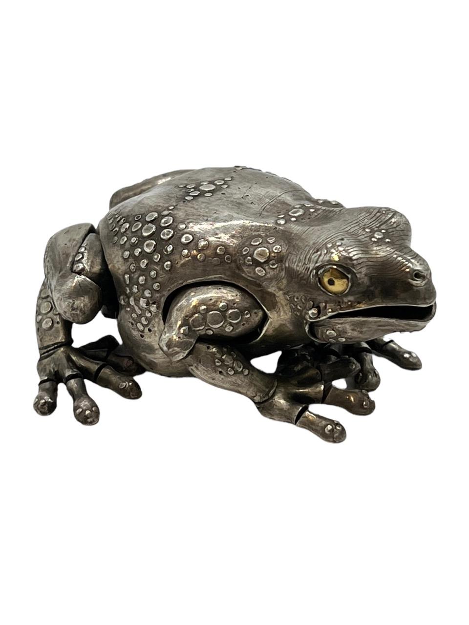 Contemporary Oleg Konstantinov Fully Articulated Frog Made of Sterling Silver For Sale