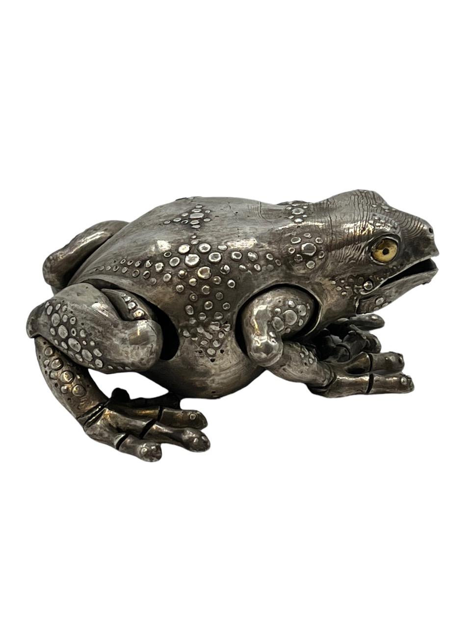 Or Frog entièrement articulé en argent sterling de l'artiste Oleg Konstantinov