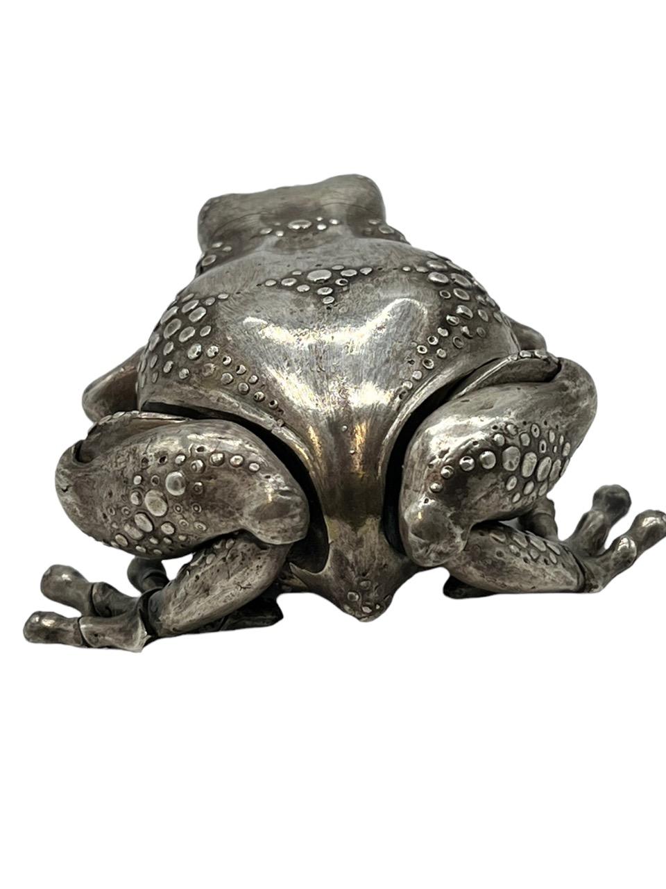 Oleg Konstantinov Fully Articulated Frog Made of Sterling Silver For Sale 1