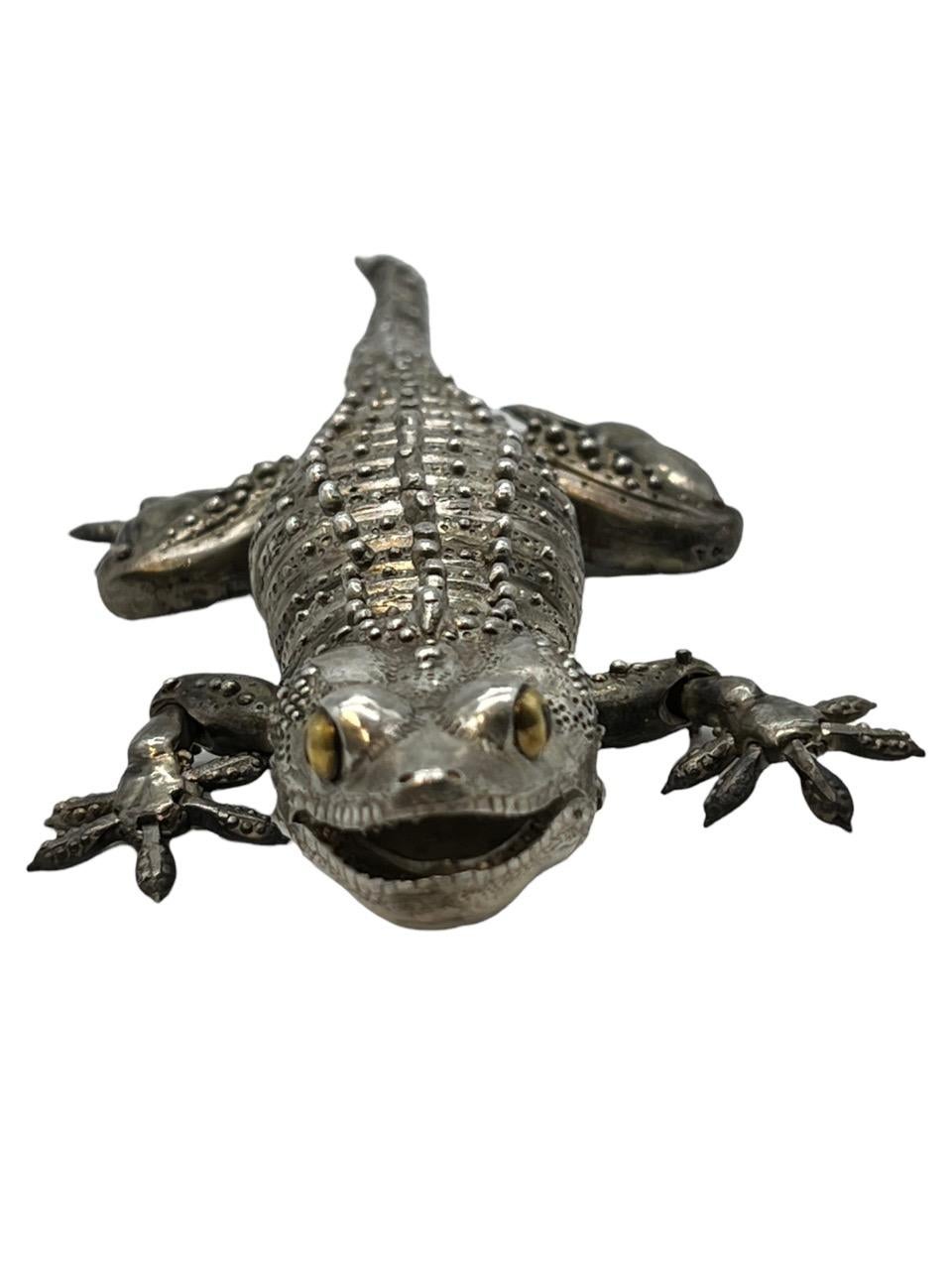 Oleg Konstantinov Fully Articulated Gecko Made of Sterling Silver For Sale 5