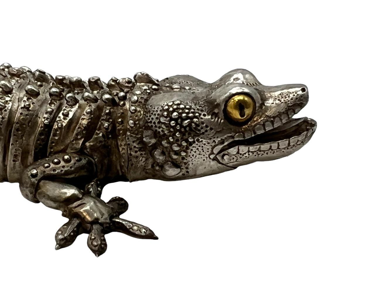 Gecko entièrement articulé en argent sterling de l'artiste Oleg Konstantinov 4