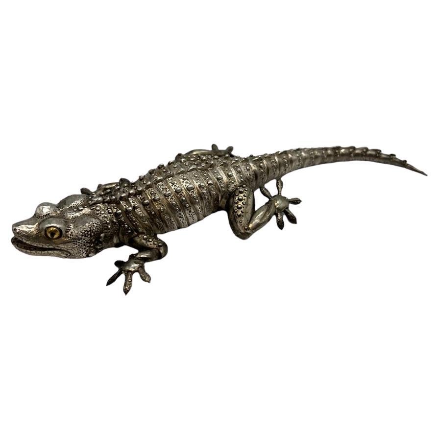 Oleg Konstantinov Fully Articulated Gecko Made of Sterling Silver For Sale