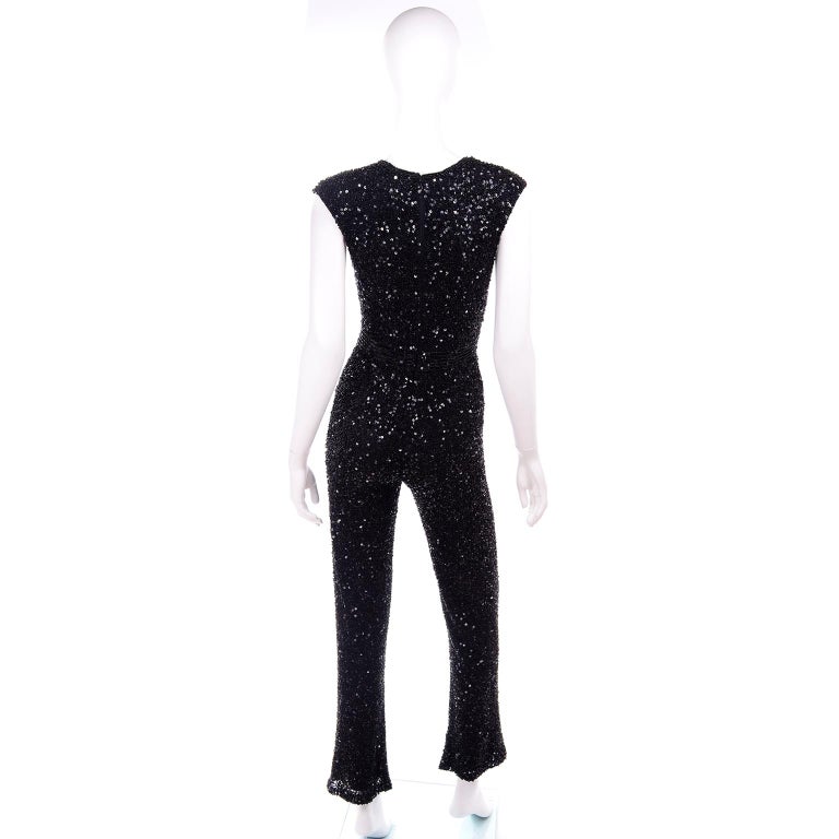 13716 Black-Silver Sequins Jumpsuit