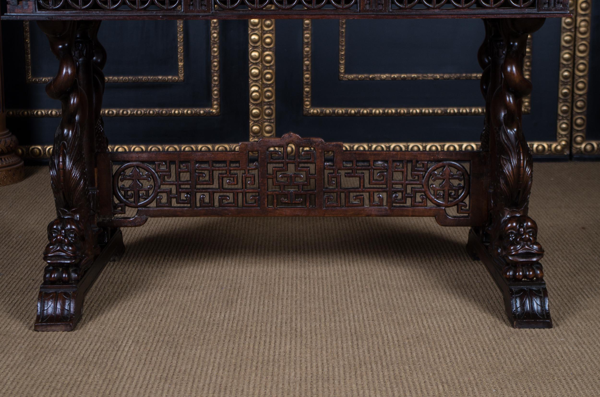 Fully Carved Table Probably Asia Around 1850 In Good Condition In Berlin, DE