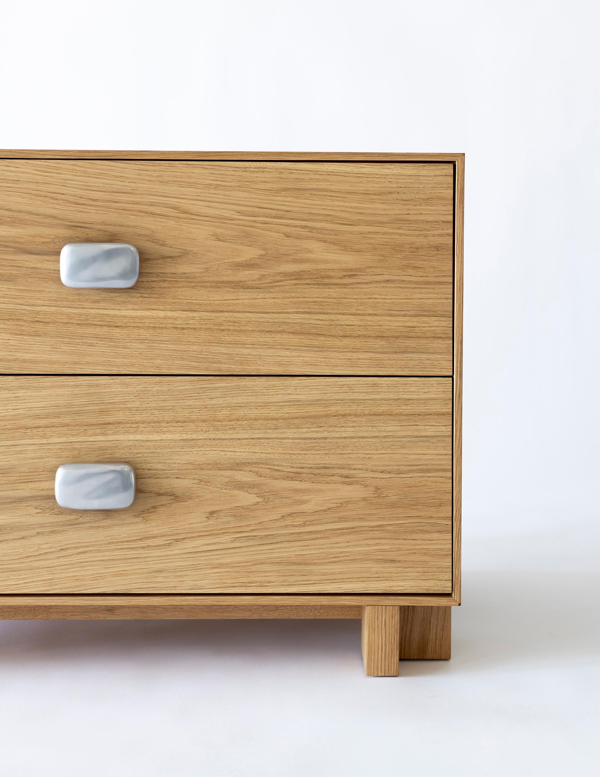 Fully Customizable Oak Two-Drawer Westbury Nightstand by Arvo Ray In New Condition For Sale In Brooklyn, NY