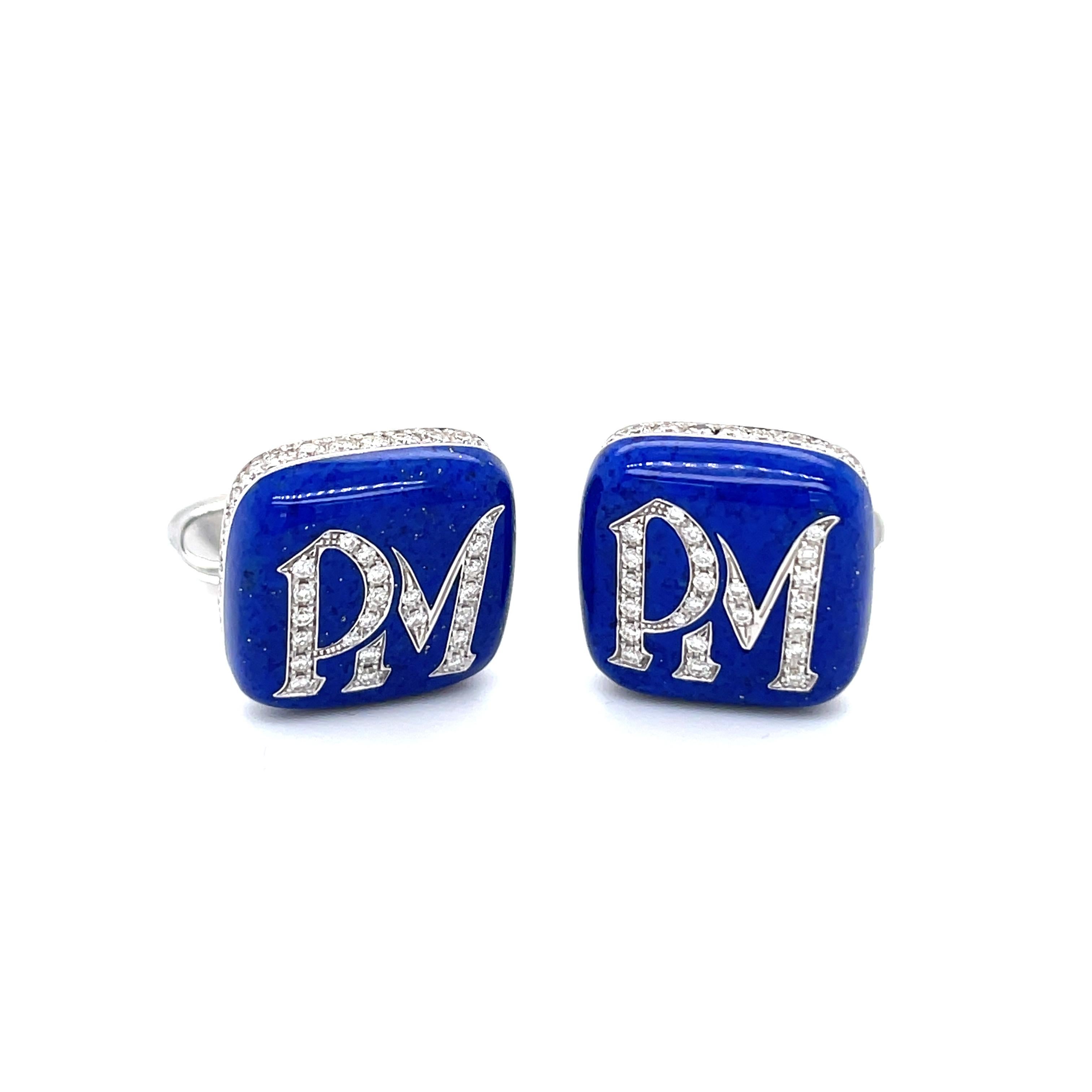 Fully Customized 18 Karat Gold 2-3 Characters Diamond Men's Cufflinks In New Condition For Sale In Monte-Carlo, MC