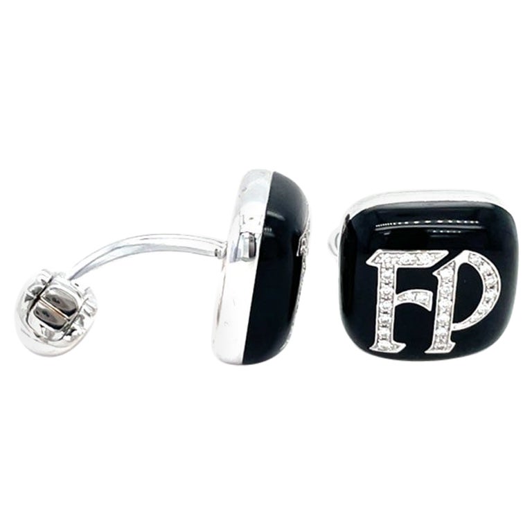 Boutons de manchette pour homme en or 18 carats 2-3 caractères avec diamants, entièrement personnalisés