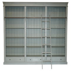 FULLY DISMANTLABLE FRENCH COUNTRY PAINTED LIBRARY BOOKCASE WiTH LADDER & RAIL