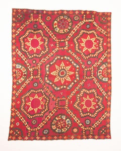 Suzani ancienne entièrement brodée de Pishkent, Ouzbékistan, fin du 19e siècle