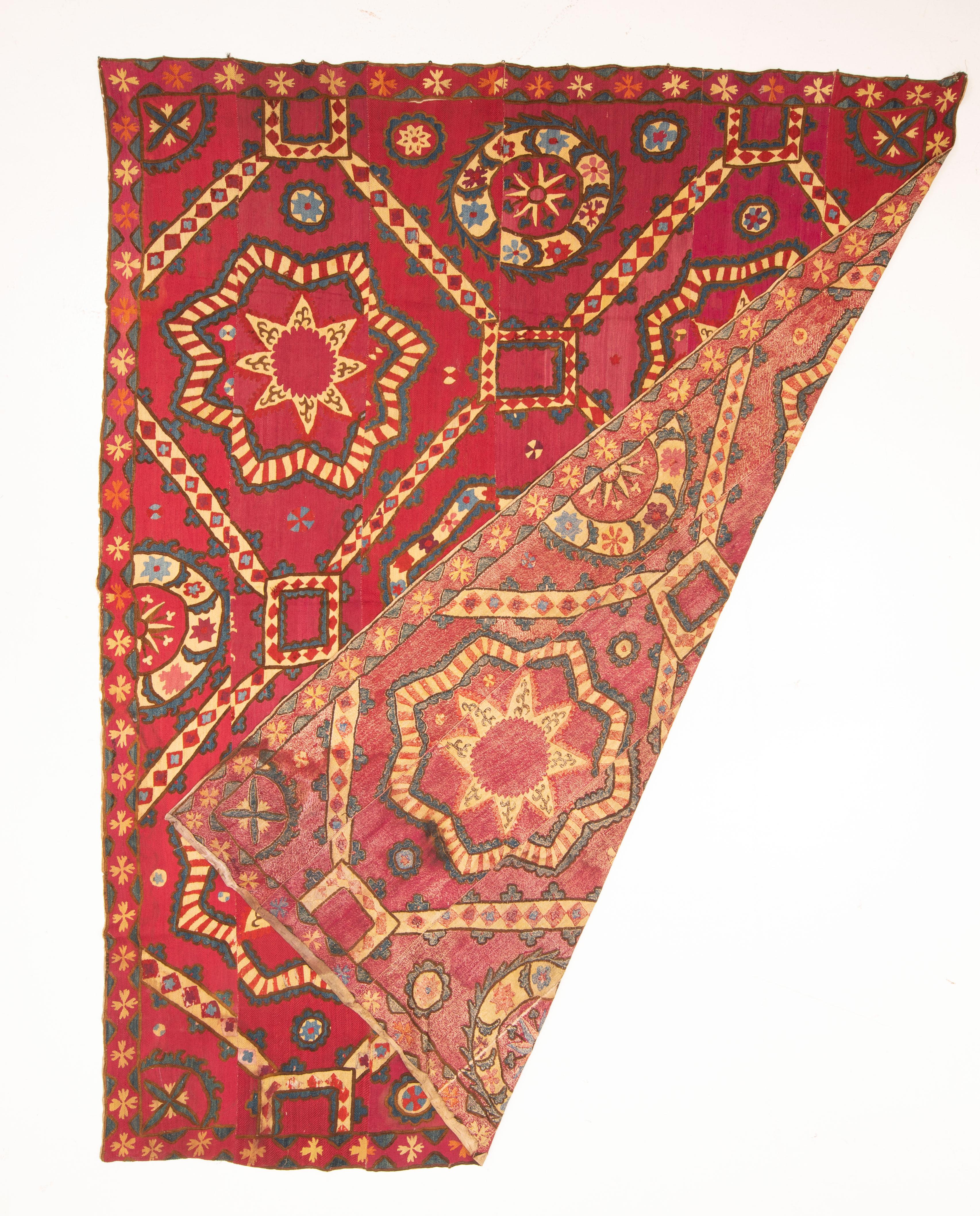 Vollständig bestickte antike Suzani aus Pishkent, Usbekistan, Ende des 19. Jahrhunderts (Usbekisch) im Angebot