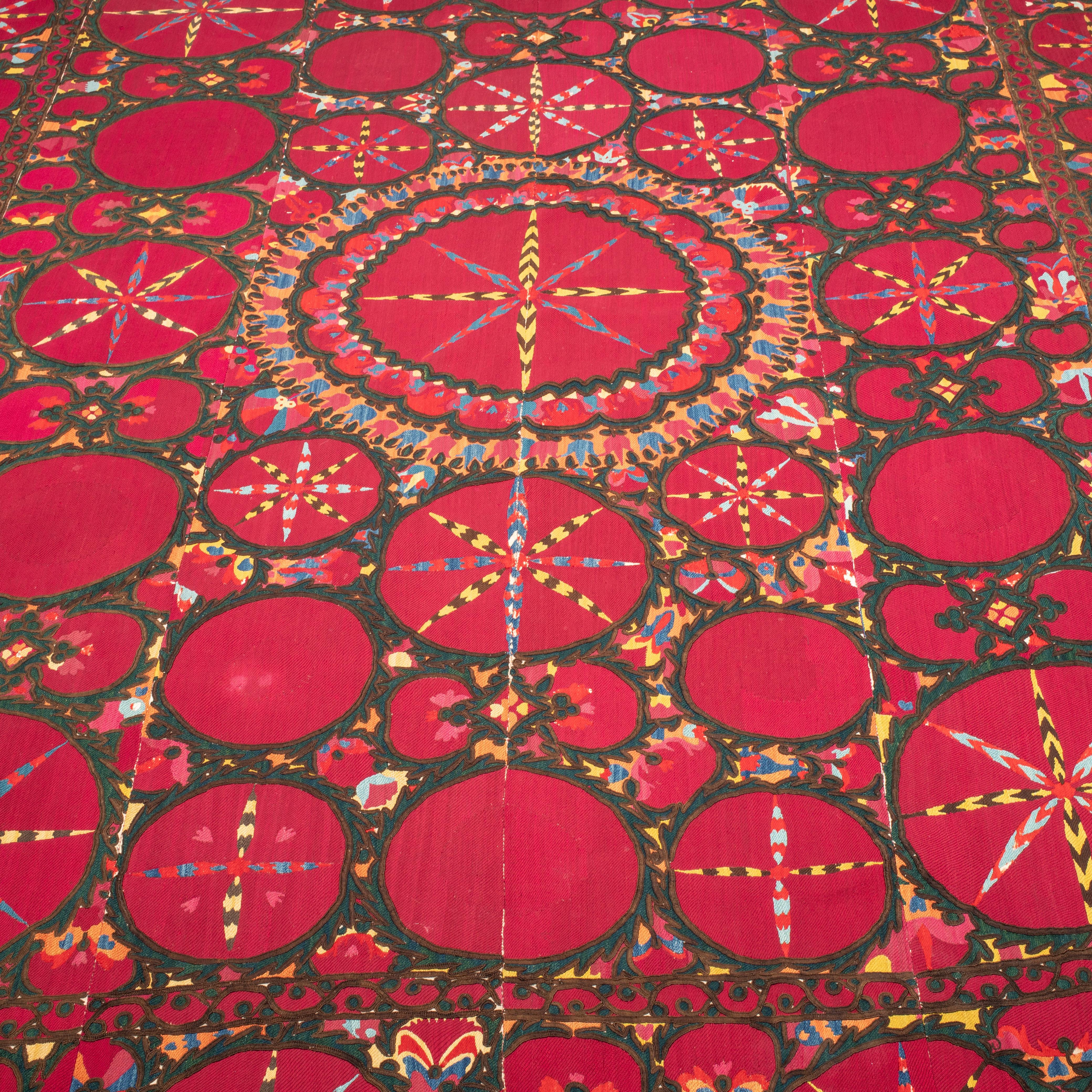 19th Century Fully Embroidered Antique Suzani from Pishkent, Uzbekistan, Late 19th C. For Sale